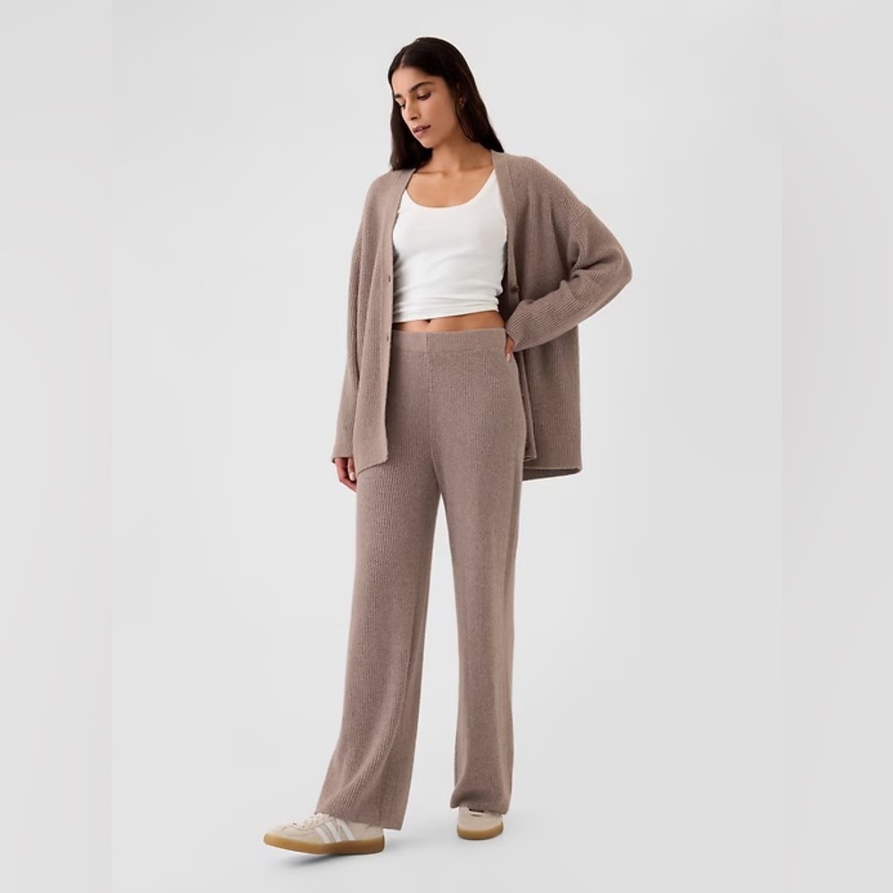 NEW GAP CashSoft Shaker-Stitch Sweater Pants Taupe Size XXL Tall NWT